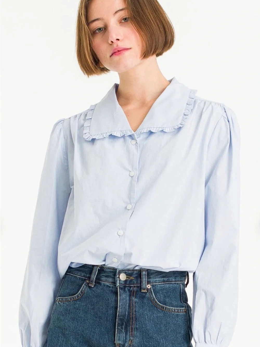 OLIVE CLOTHING Leah Frill Neck Blouse - Picture 1 of 6